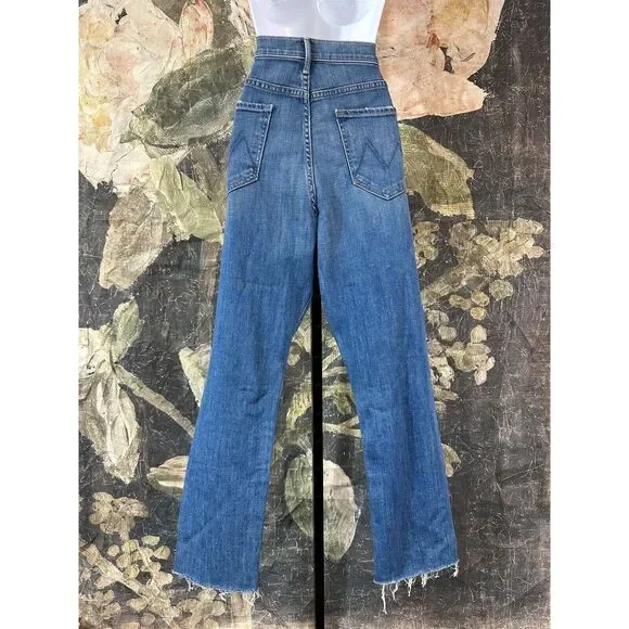 New Mother The Pixie DazzlerFrayStraight Jeans in Beginner's Luck Size 32